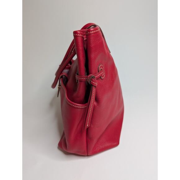 Dooney & Bourke Red Pebble Leather June Double Pocket Cinch Satchel Purse - Picture 7 of 14
